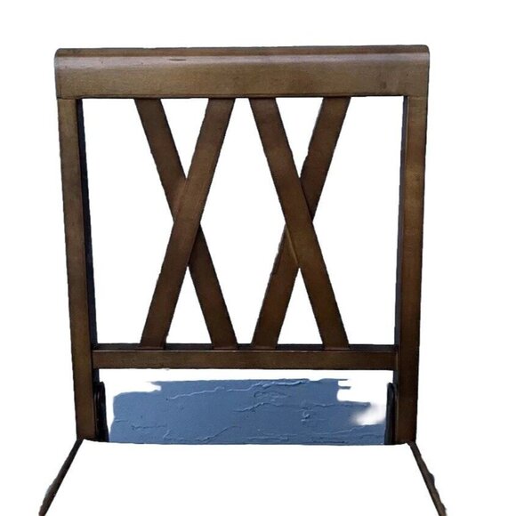 Vintage Leg-O-Matic Wood Folding Chair Vinyl White Seat RV, Camping, Any Room - Picture 2 of 11